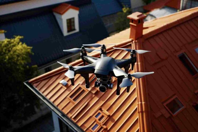 nettoyage toiture en tuiles avec drone