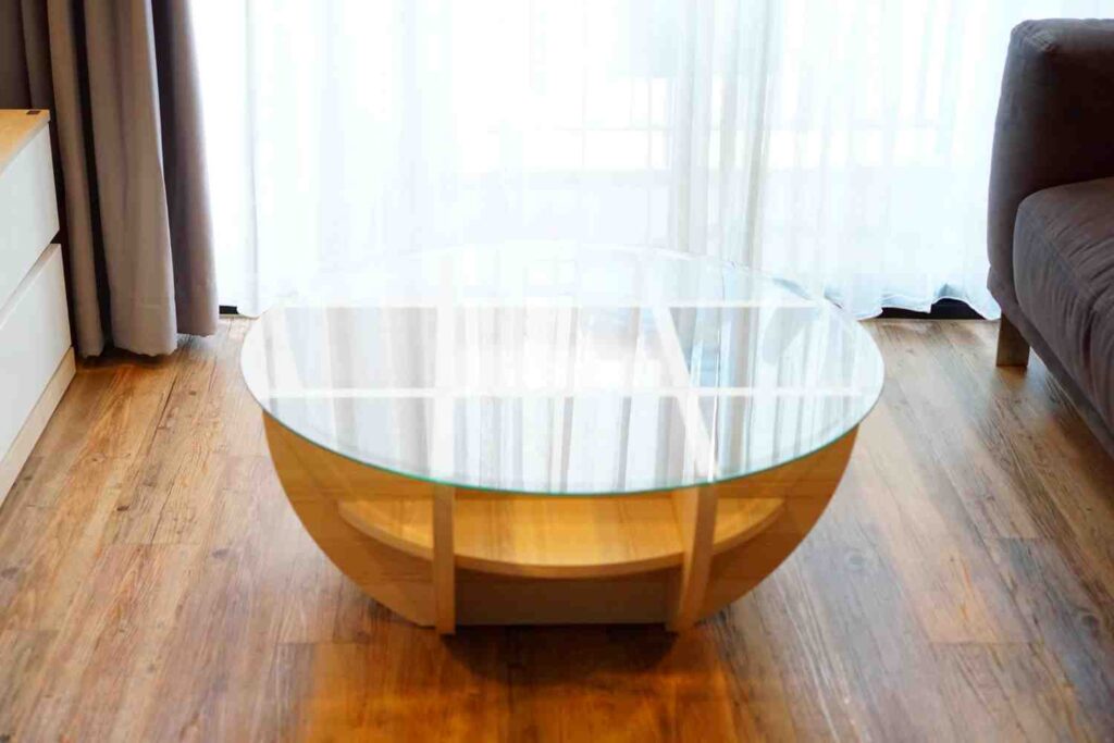 Table basse en chêne massif et verre - maison du monde