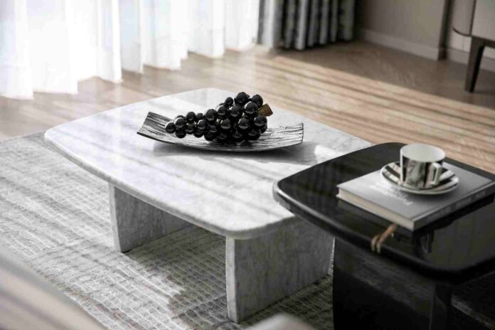 table basse en marbre blanc